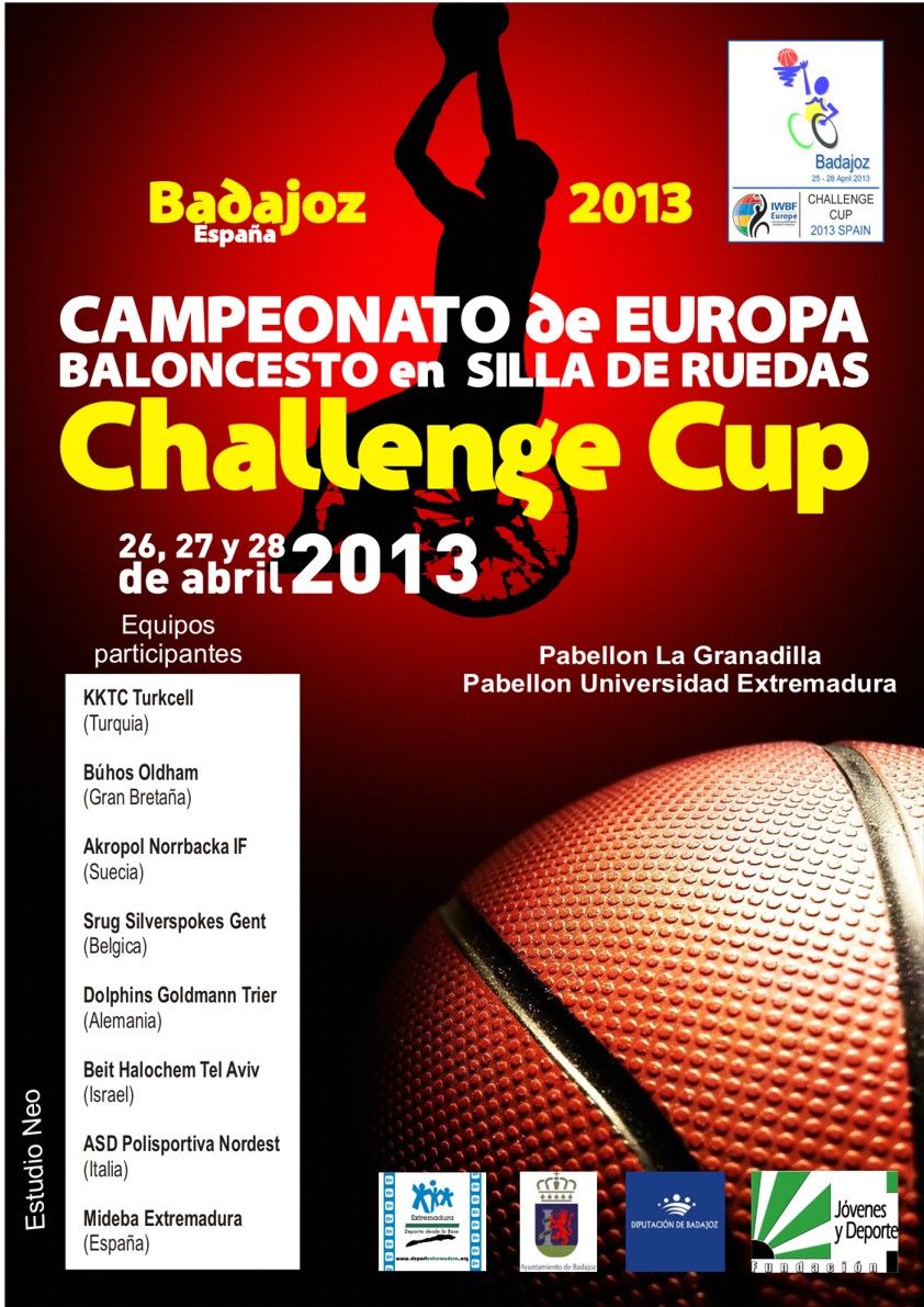BADAJOZ ACOGER&Aacute; DEL 25 AL 28 DE ABRIL LA CHALLENGE CUP DE BALONCESTO EN SILLA DE RUEDAS, CON EL EQUIPO ANFITRI&Oacute;N MIDEBA EXTREMADURA COMO UNO DE LOS M&Aacute;XIMOS ASPIRANTES PARA CONSEGUIR LA COPA.