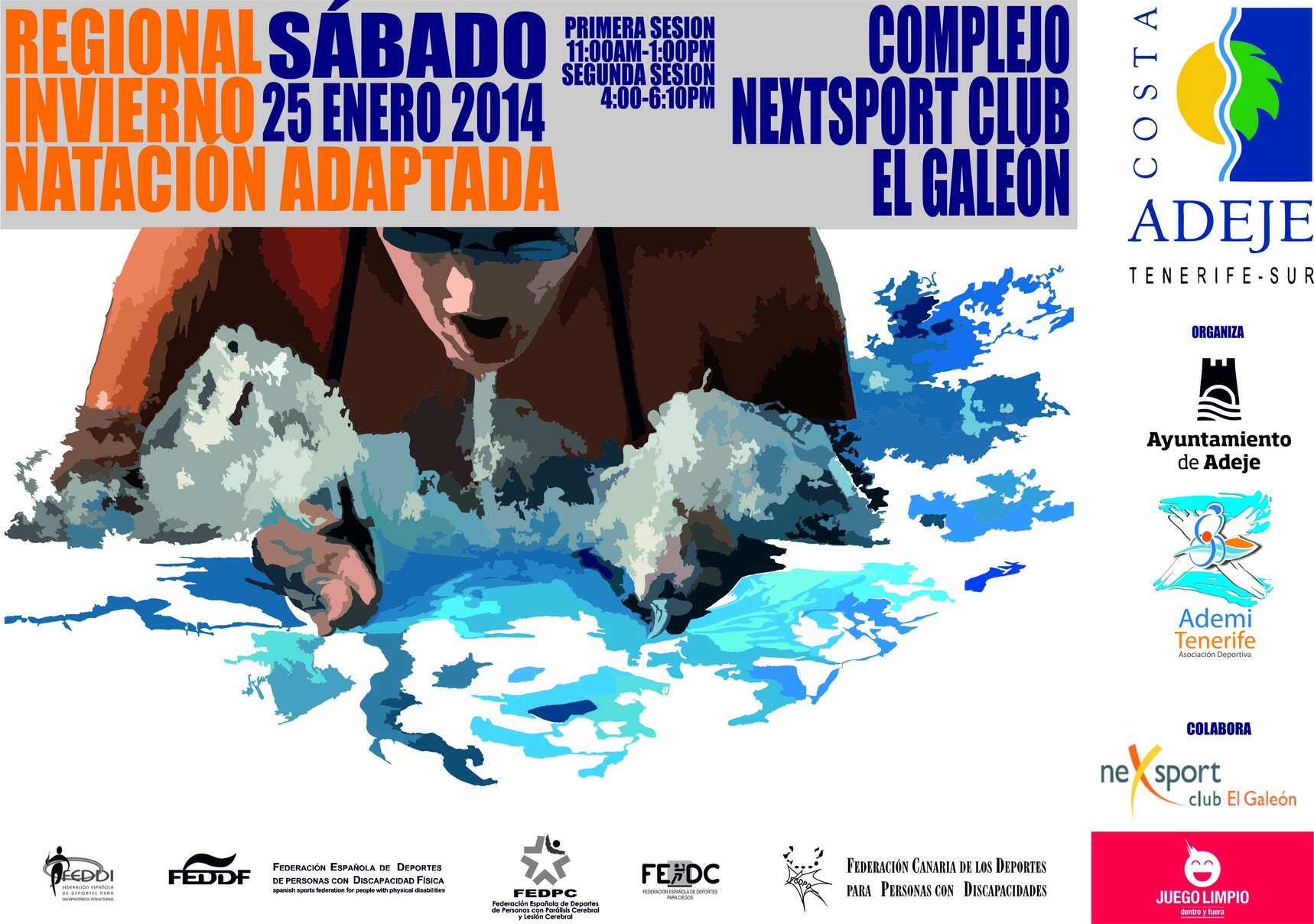 EL BINOMIO ADEMI-ADEJE CELEBRA EL I CAMPEONATO REGIONAL DE INVIERNO DE NATACION ADAPTADA