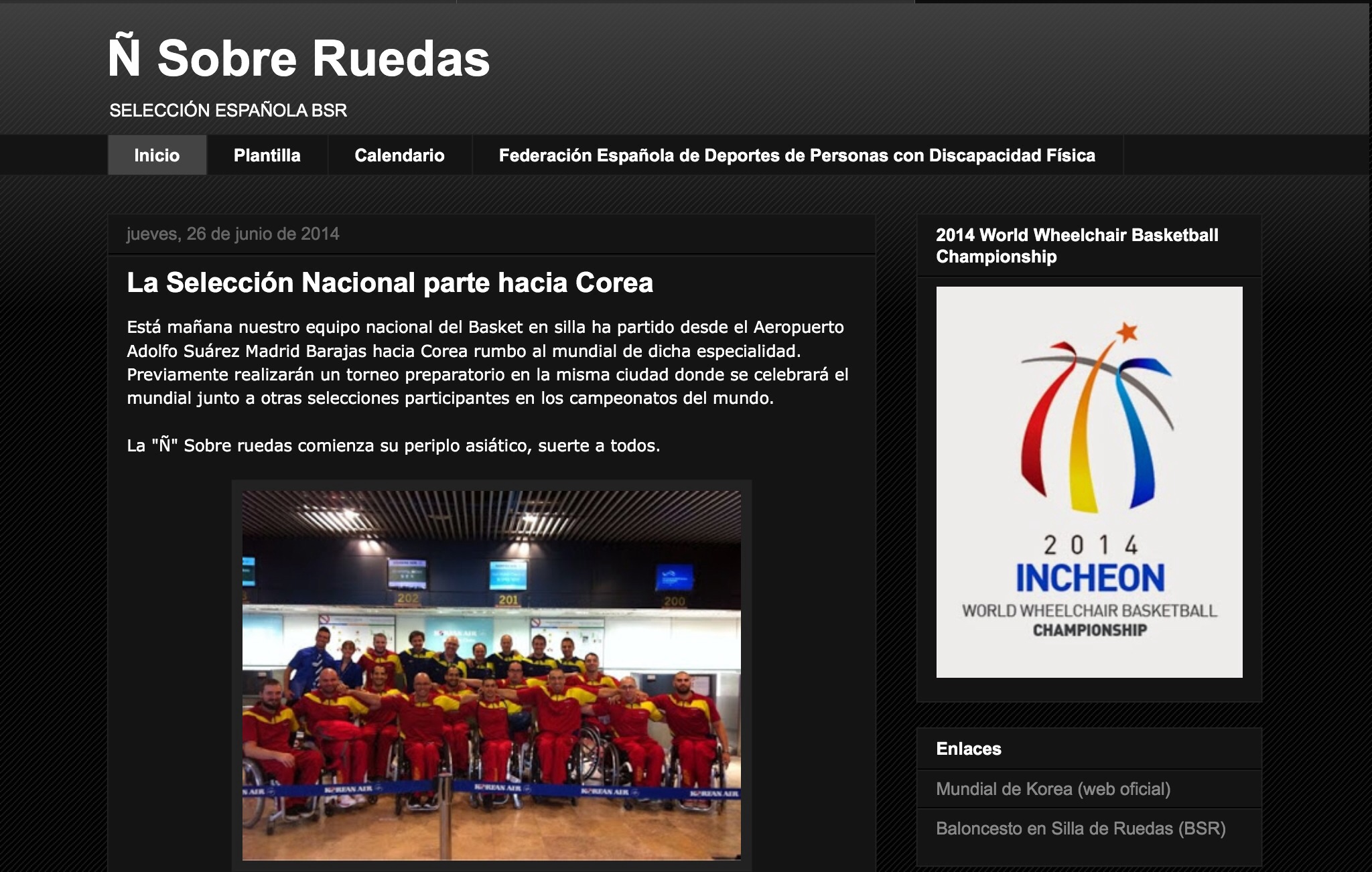 LA FEDDF HA CREADO UN BLOG CON MOTIVO DEL MUNDIAL DE BALONCESTO EN SILLA DE RUEDAS QUE SE DISPUTAR&Aacute; EN INCHEON ( KOREA ) DEL 3 AL 15 DE JULIO.