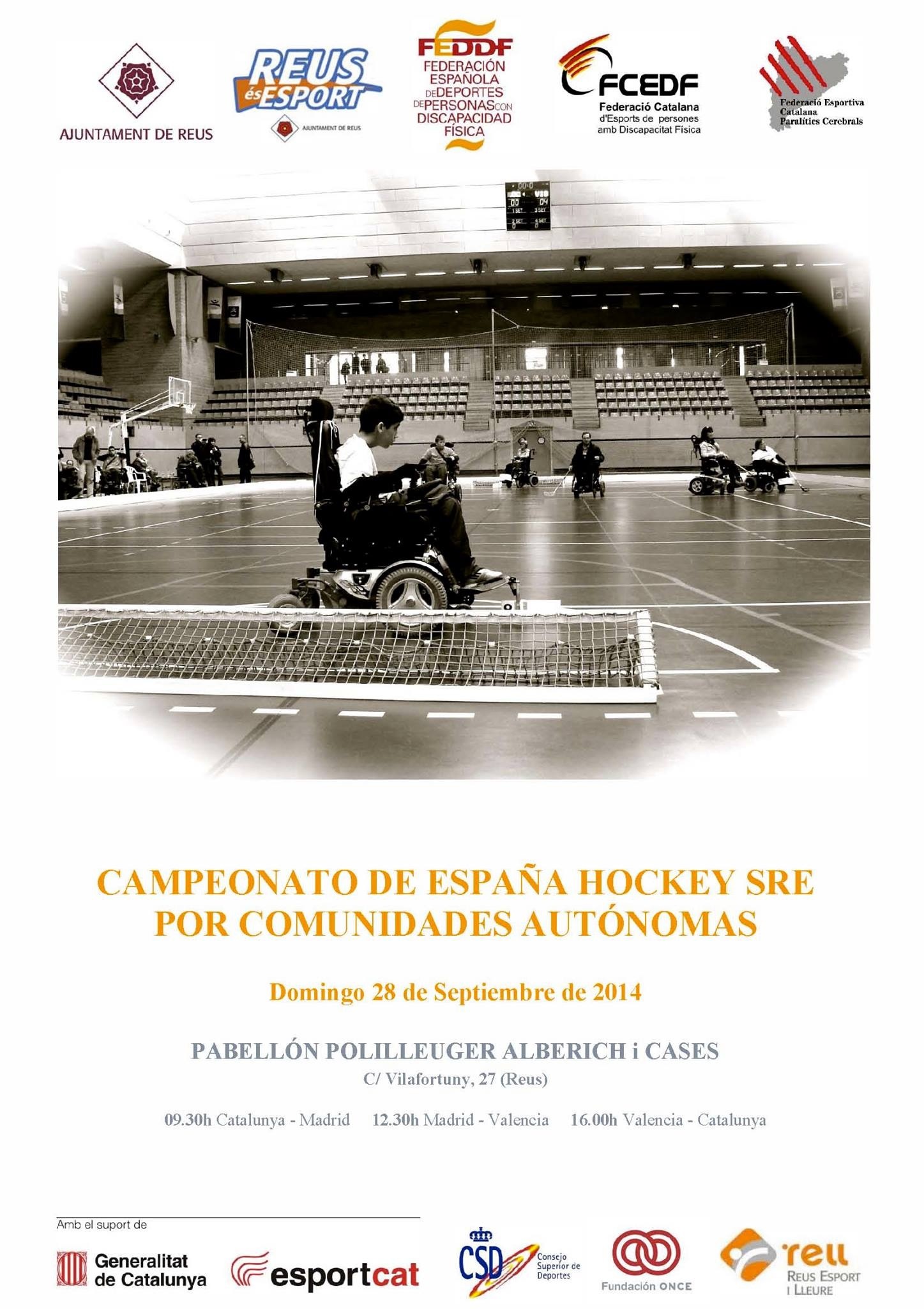 LA LOCALIDAD CATALANA DE REUS VUELVE A ALBERGAR POR SEGUNDA VEZ CONSECUTIVA EL CAMPEONATO DE ESPA&Ntilde;A POR COMUNIDADES AUT&Oacute;NOMAS DE H&Oacute;CKEY EN SILLA DE RUEDAS EL&Eacute;CTRICA QUE SE DISPUTARA EL PR&Oacute;XIMO DOMINGO