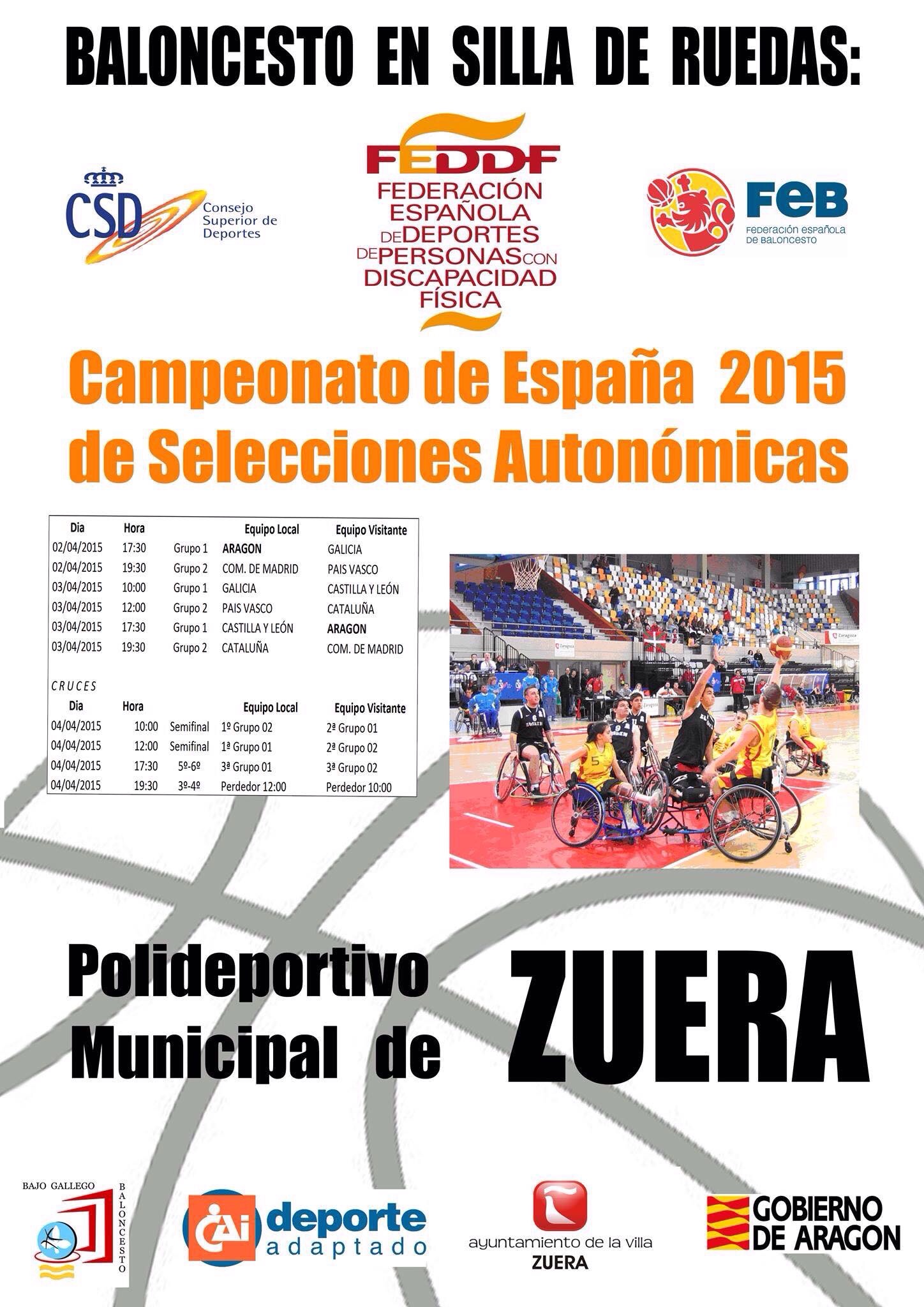 Catalu&ntilde;a-Galicia y Arag&oacute;n-Madrid, semifinales del Campeonato Escolar de Baloncesto en Silla de Ruedas