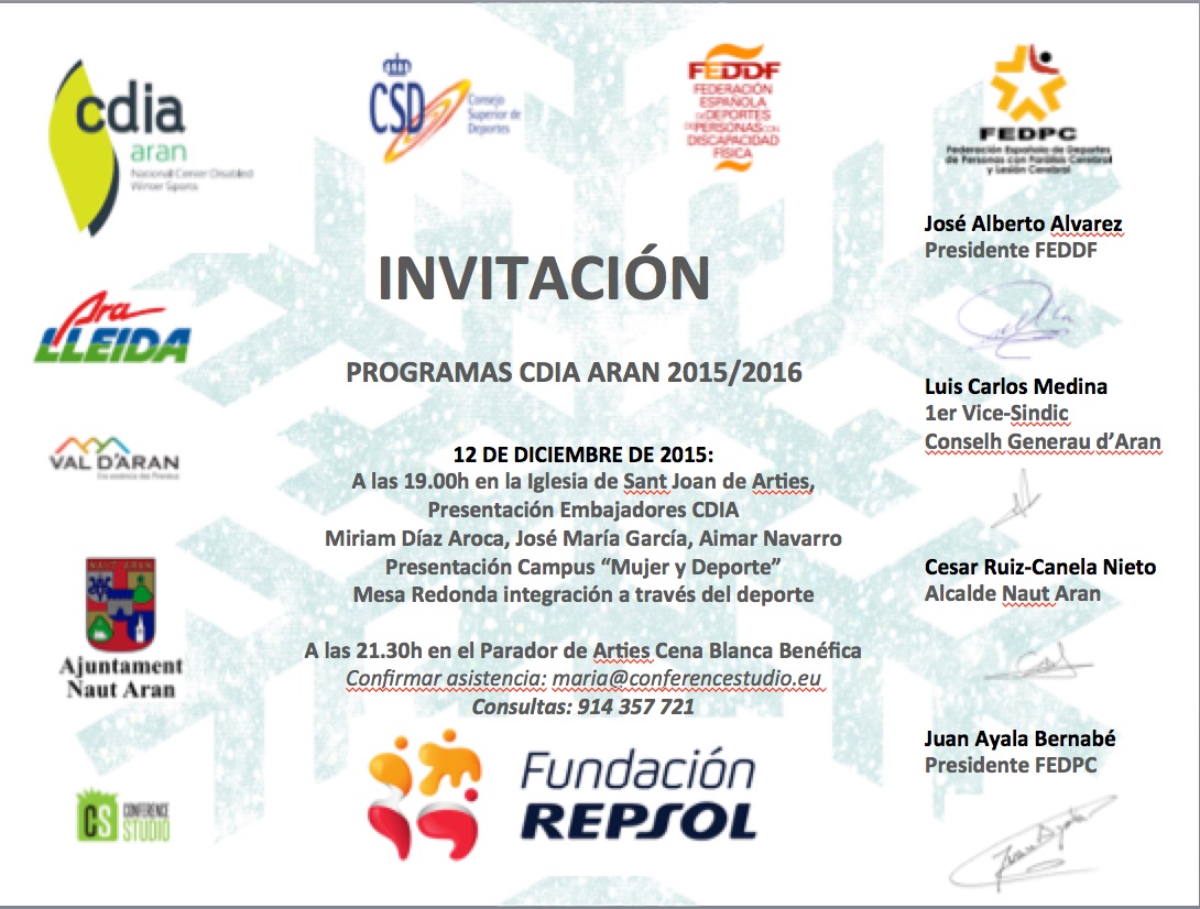 El 12 de diciembre tendr&aacute; lugar la presentaci&oacute;n del CAMPUS MUJER Y DEPORTE y las Jornadas Nacionales de Deportes de Invierno Adaptados