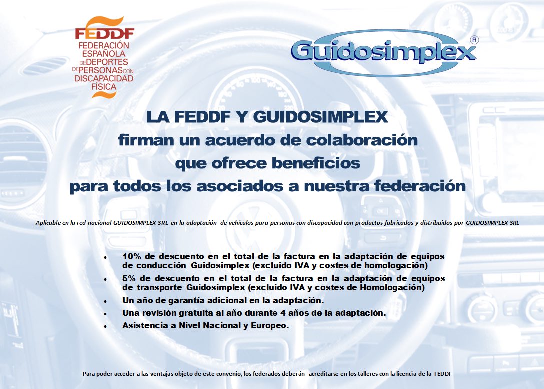 La FEDDF y GUIDOSIMPLEX firma un acuerdo de colaboraci&oacute;n obteniendo importantes ventajas para los asociados a la Federaci&oacute;n