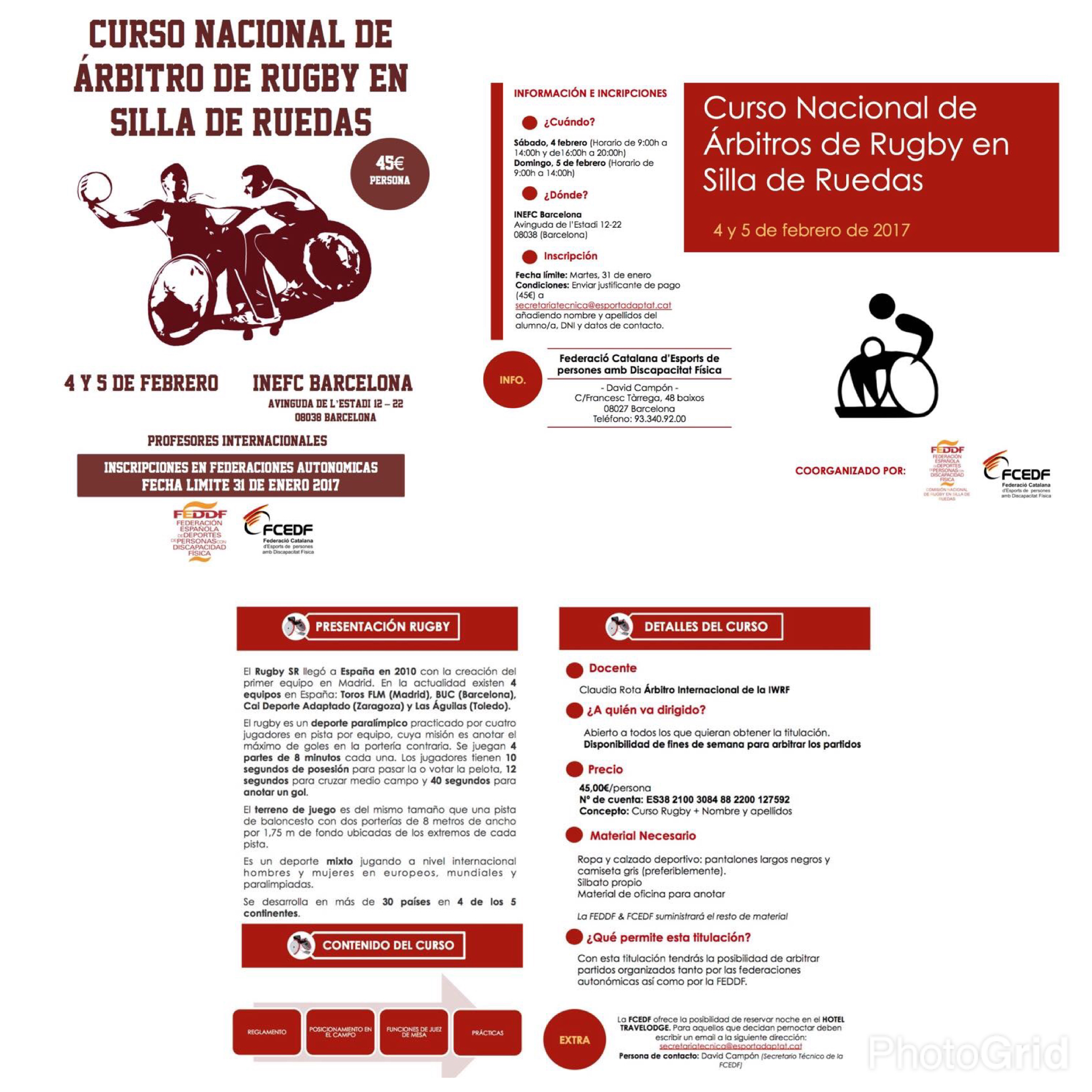 Se convoca el primer curso de &aacute;rbitros nacional de Rugby en silla se ruedas.