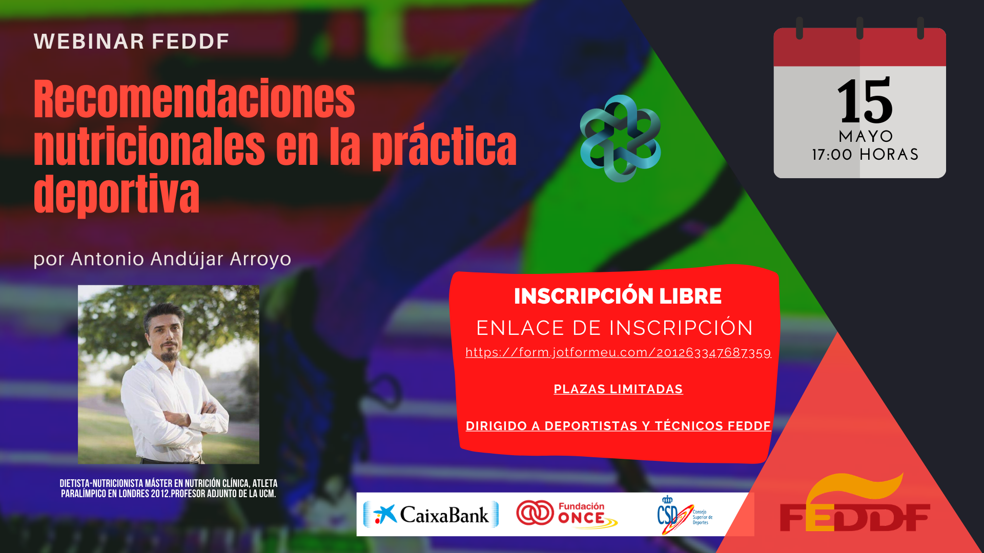 Presentamos la formaci&oacute;n &ldquo;RECOMENDACIONES NUTRICIONALES EN LA PR&Aacute;CTICA DEPORTIVA&rdquo;  (15/05/20 &ndash; 17:00 horas)