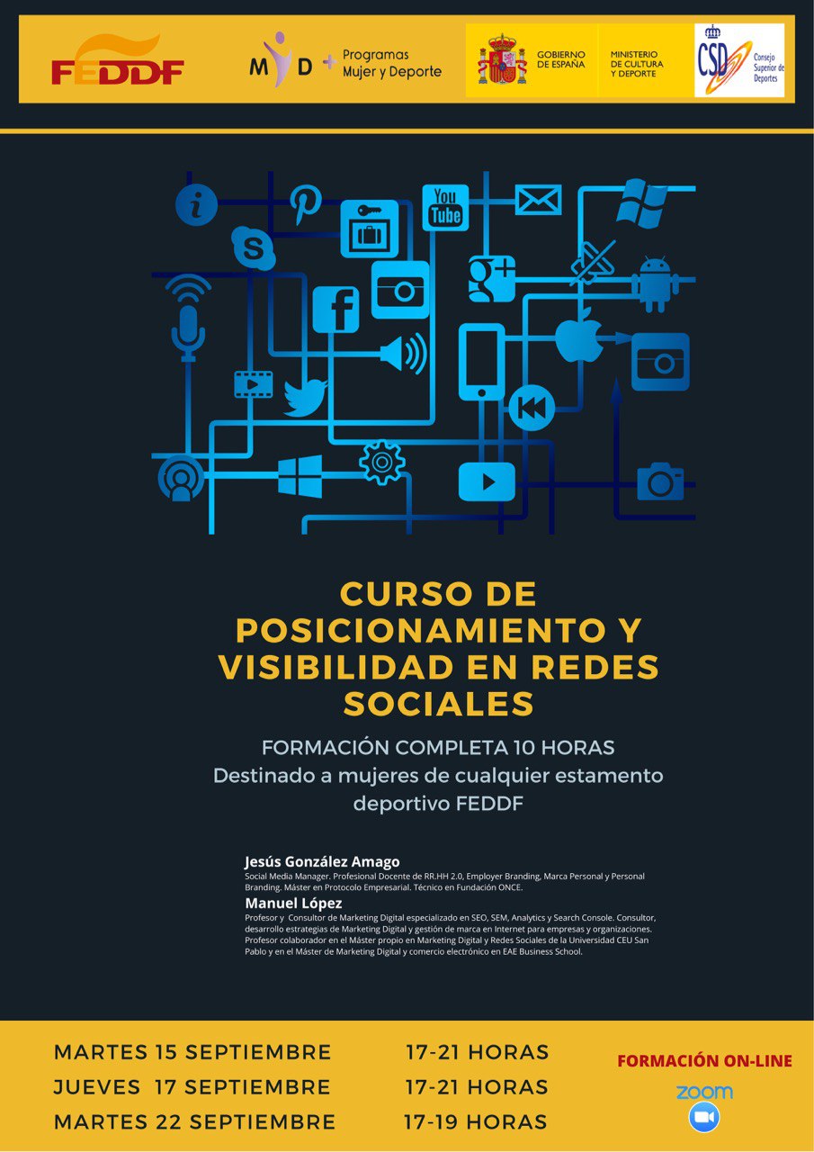 Se abre el plazo para inscribirse al &ldquo;Curso de Posicionamiento y Visibilidad en Redes Sociales - Mujer y Deporte 2020&rdquo; (15, 17 y 22 de septiembre de 2020)