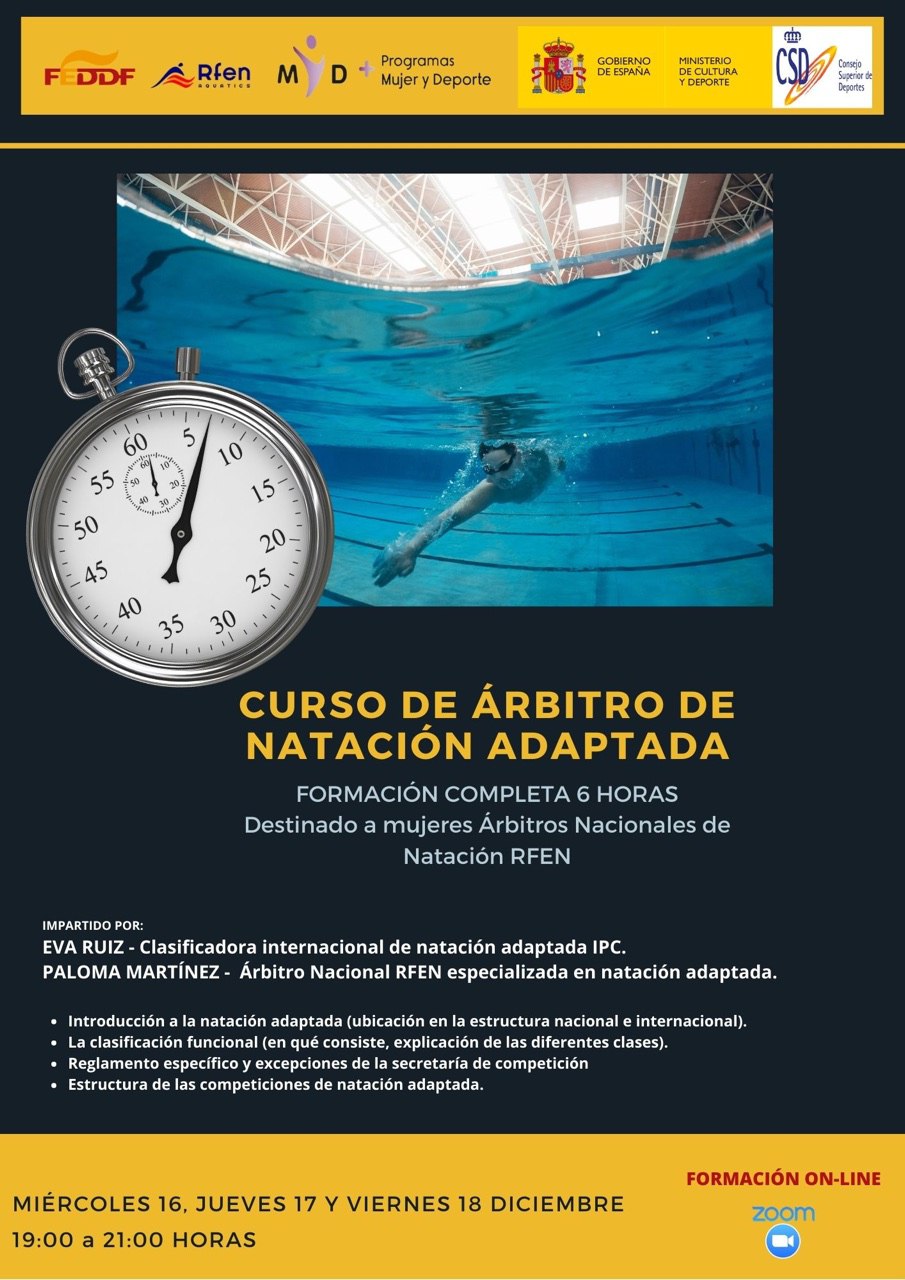Abiertas inscripciones para el Curso de &aacute;rbitro de nataci&oacute;n adaptada