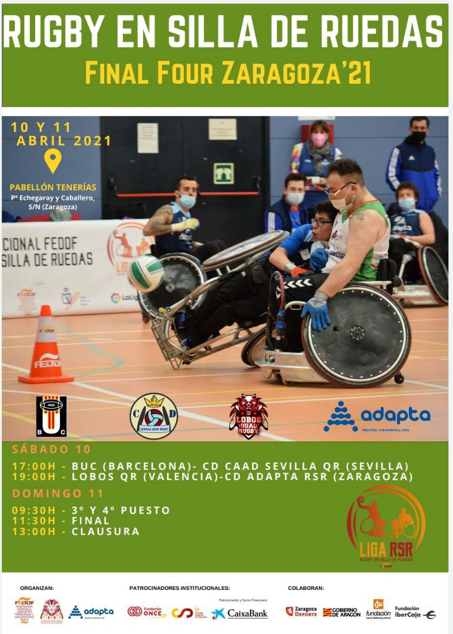 Lobos Valencia, Adapta Zaragoza, BUC Barcelona y CAAD Sevilla deciden en la final four la Liga de rugby en silla