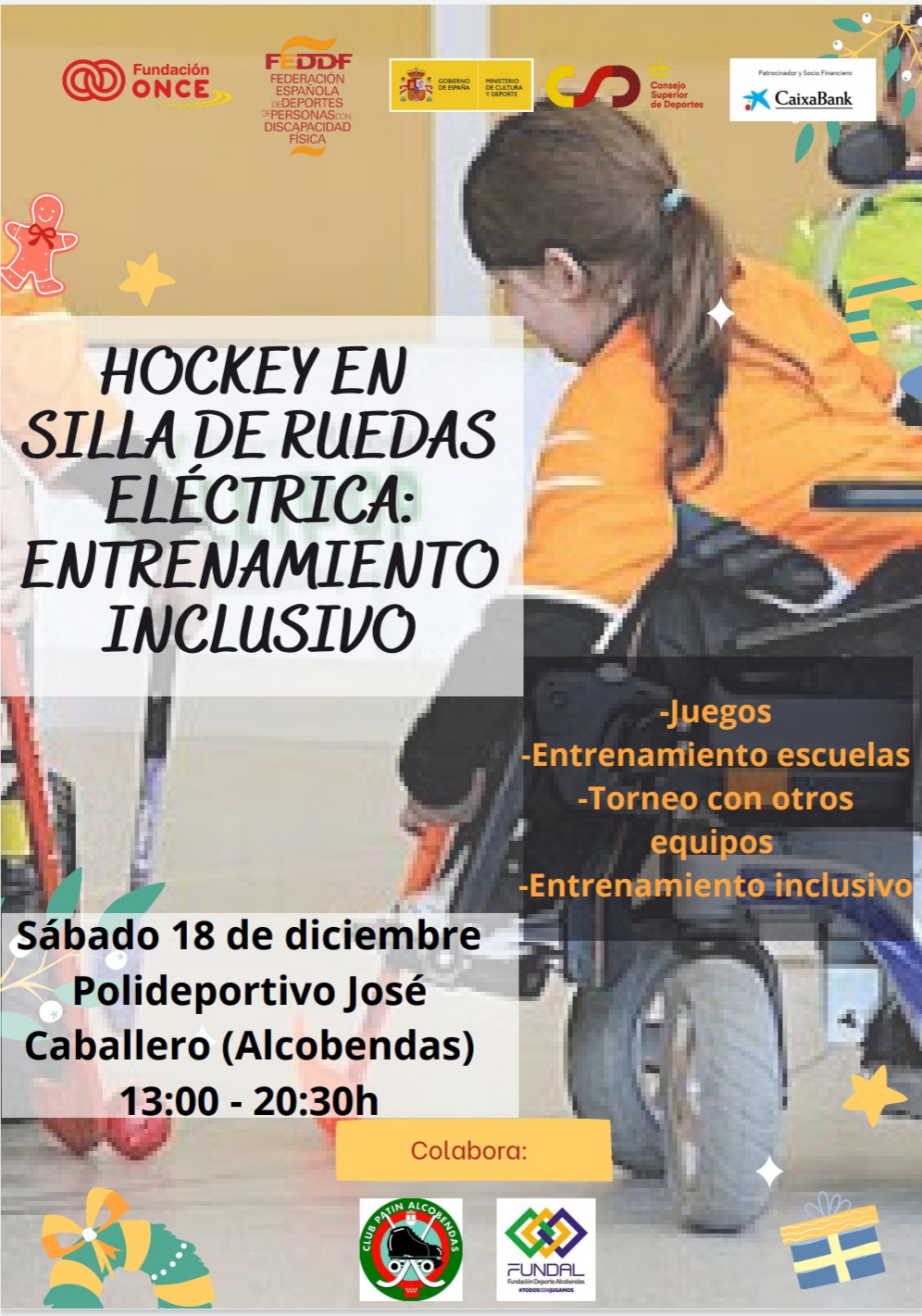 Entrenamiento inclusivo de hockey en silla de ruedas el&eacute;ctrica 