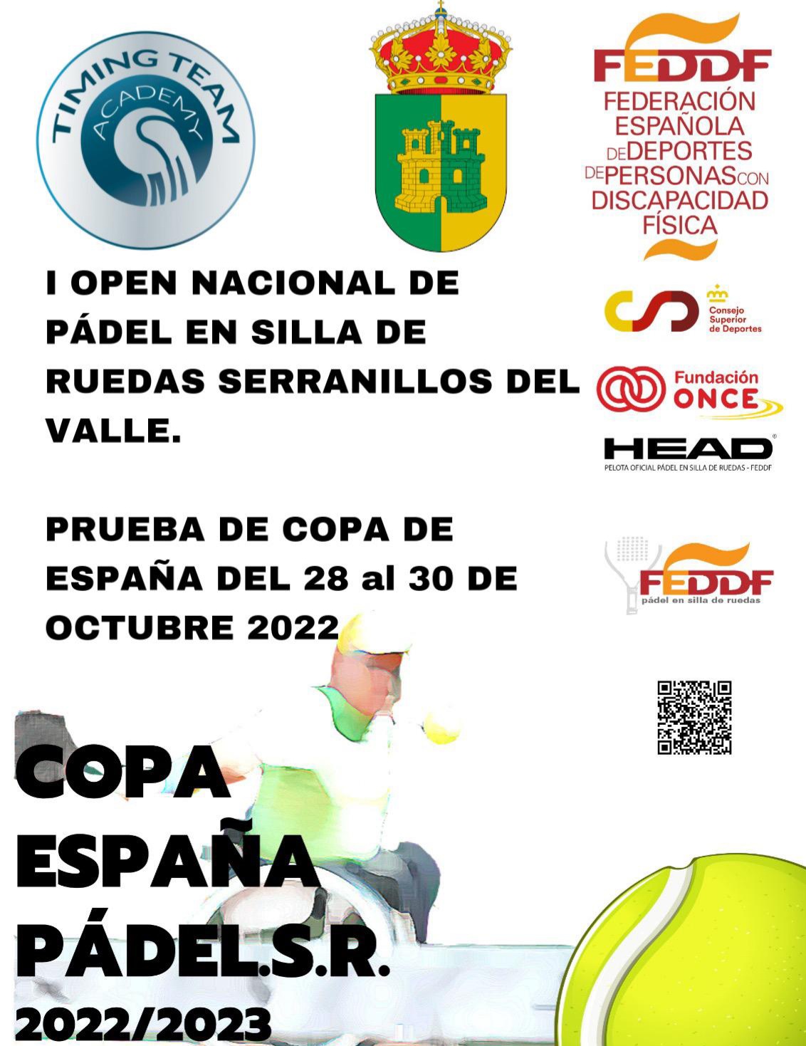 Listado de inscritos al I Open Nacional de p&aacute;del en silla Serranillos del Valle