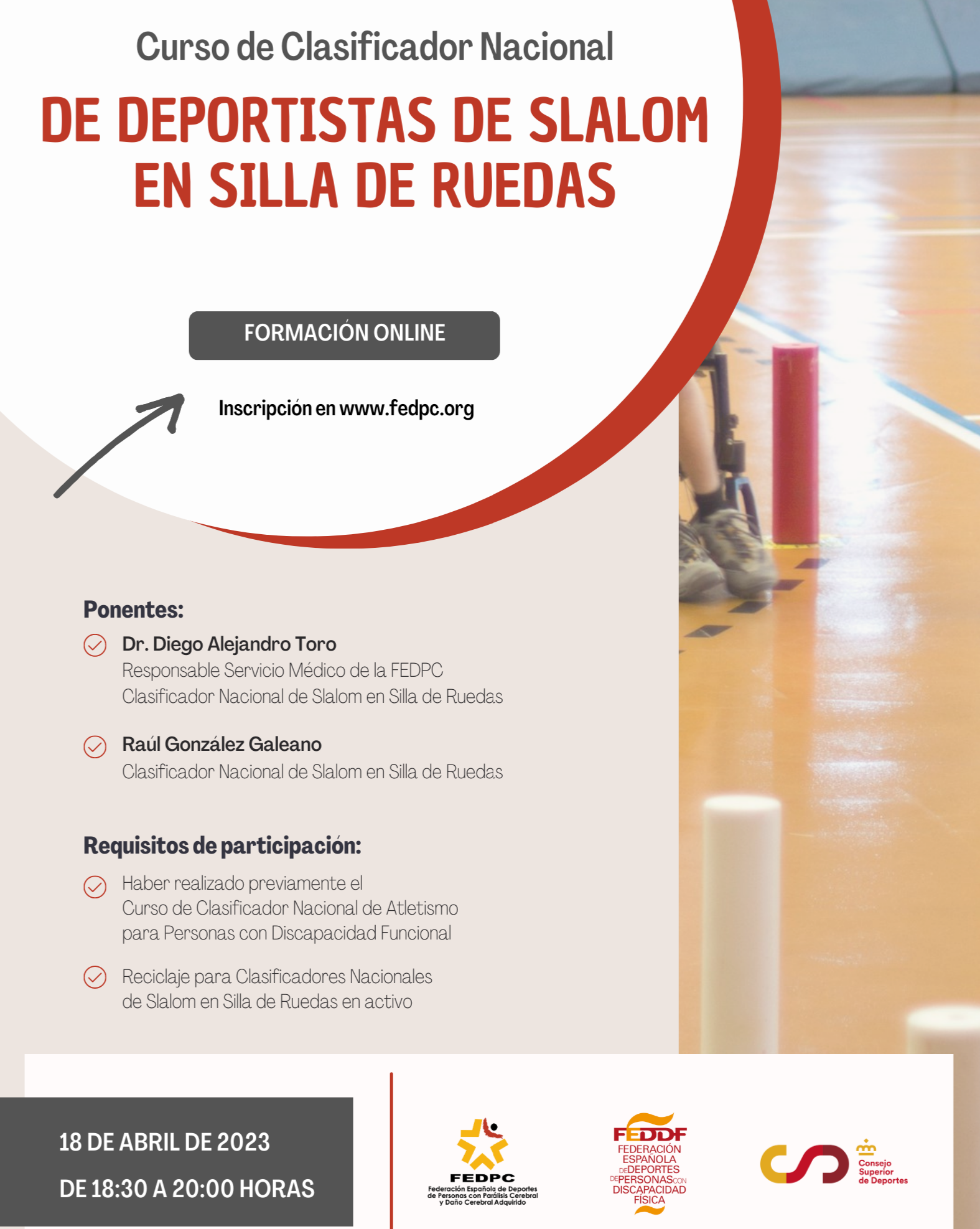 Curso de Clasificador nacional de deportistas de slalom en silla de ruedas