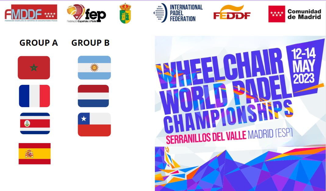Espa&ntilde;a, en el grupo A con Marruecos, Francia y Costa Rica del Mundial de p&aacute;del en silla