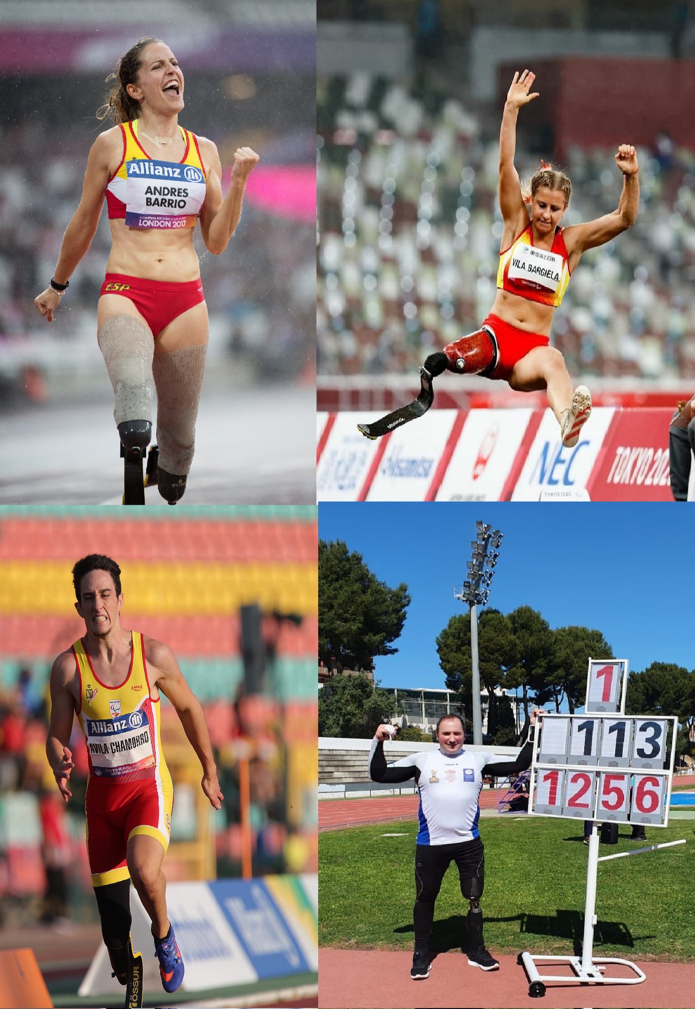 Sara Andr&eacute;s, Desi Vila, Alberto &Aacute;vila y David Fern&aacute;ndez, en el Mundial de atletismo paral&iacute;mpico de Par&iacute;s