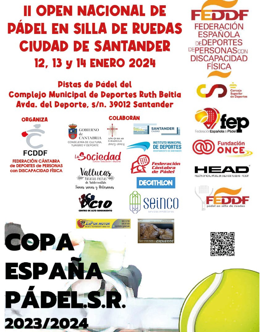 Listado de inscritos para el II Open Nacional de p&aacute;del en silla de ruedas Ciudad de Santander