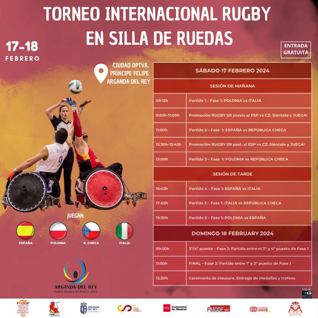 Arganda del Rey acoge el Torneo Internacional de rugby en silla de ruedas con Espa&ntilde;a, Polonia, Italia y Rep&uacute;blica Checa