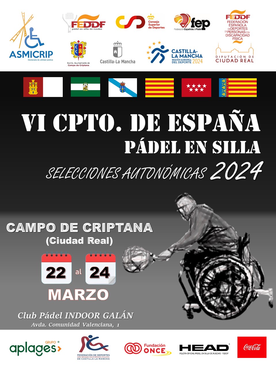 Seis selecciones buscar&aacute;n el t&iacute;tulo de campe&oacute;n de Espa&ntilde;a de p&aacute;del en silla de ruedas por Comunidades Aut&oacute;nomas icas.