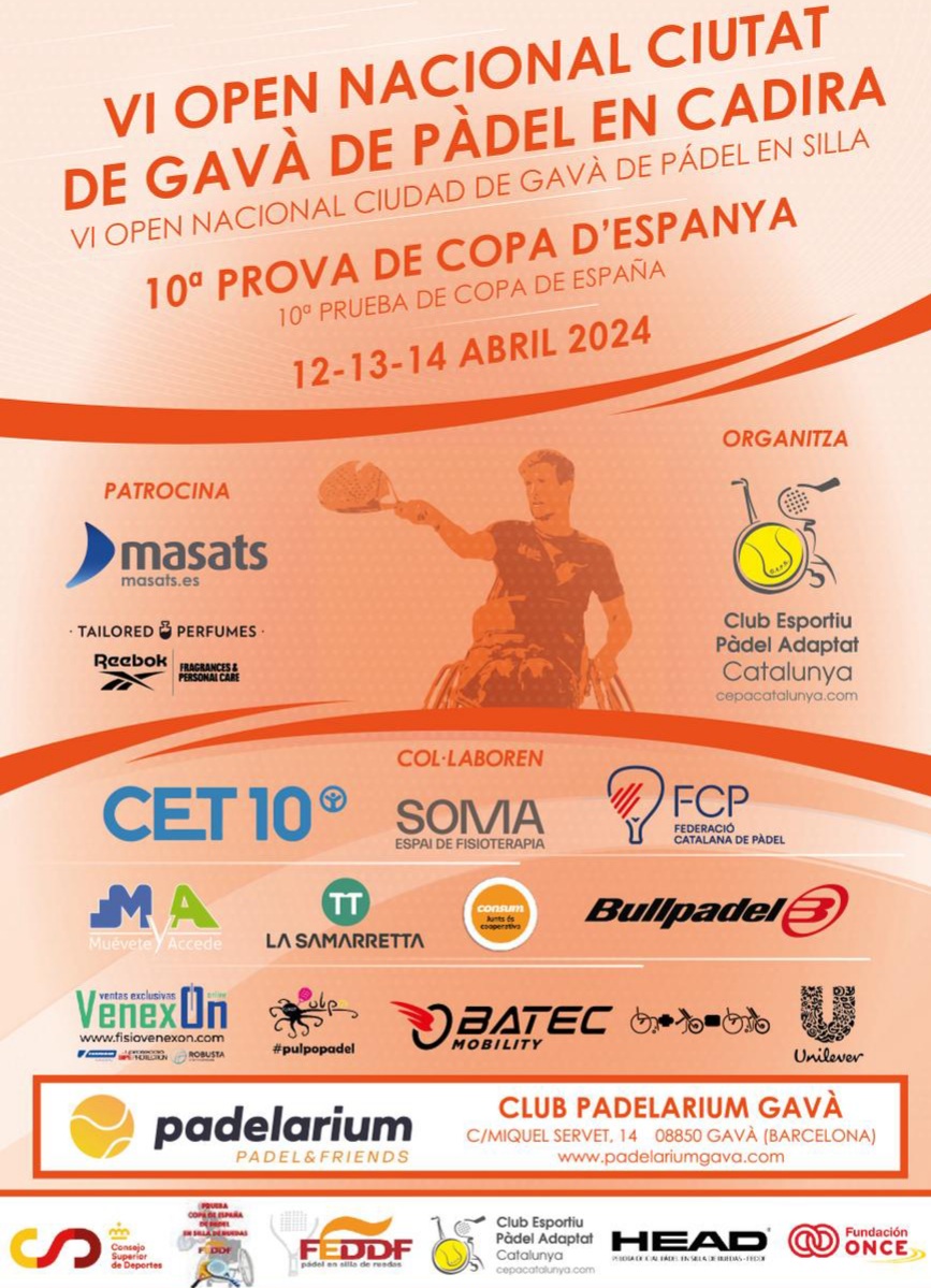 Listado de participantes para el VI Open Nacional de Gav&aacute; de p&aacute;del en silla de ruedas