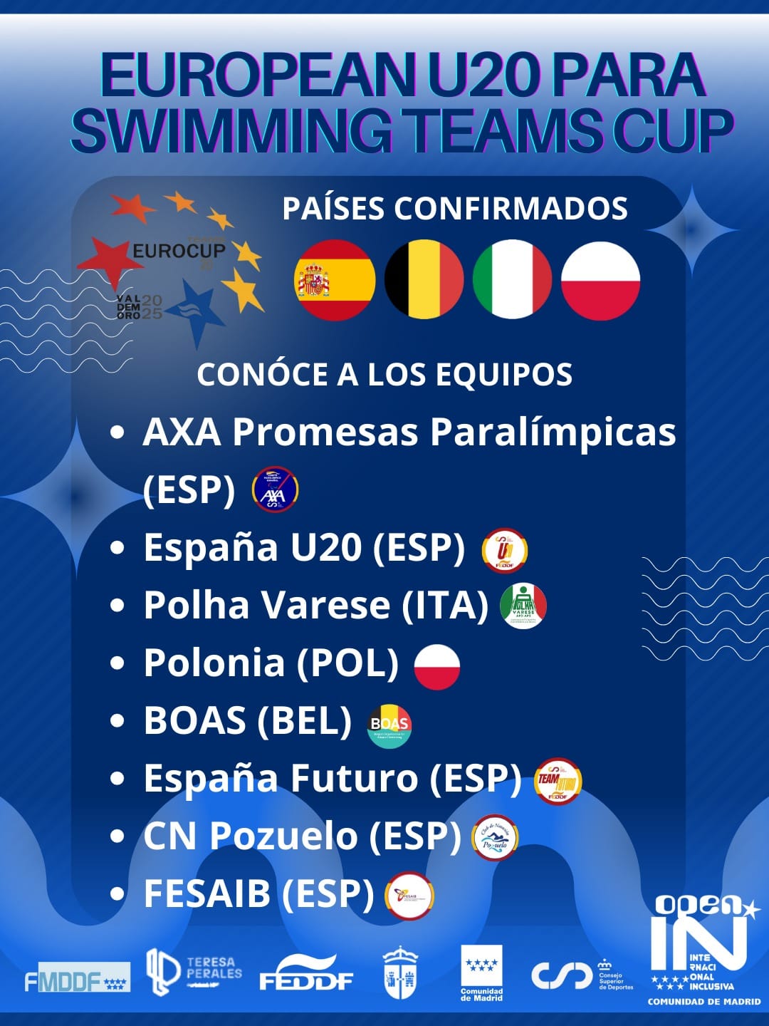 La Eurocup sub20 de nataci&oacute;n reunir&aacute; en Valdemoro a ocho equipos de cuatro pa&iacute;ses