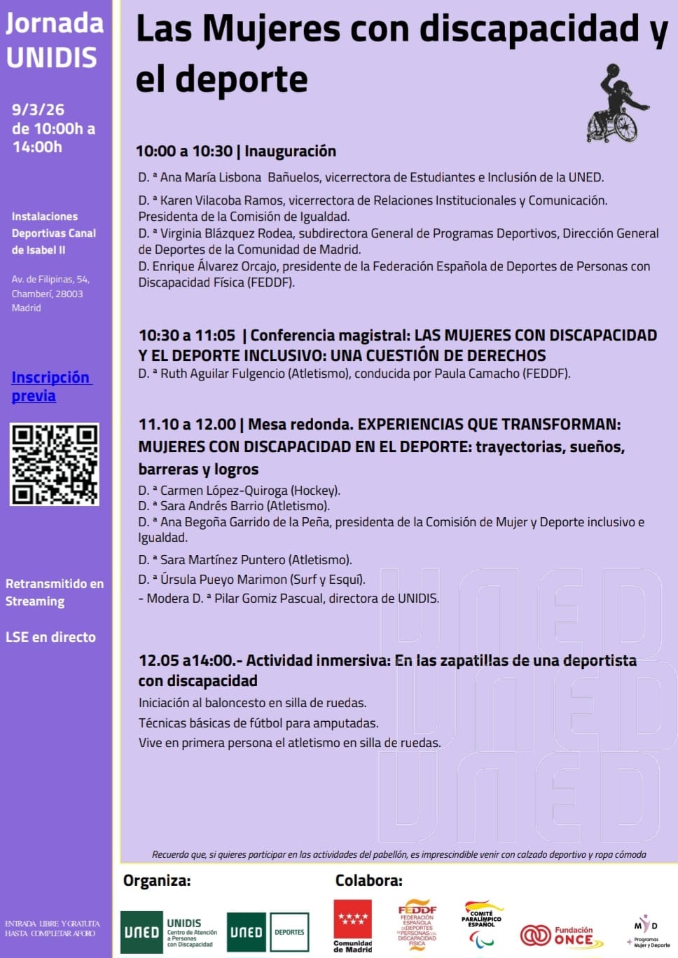 Las Mujeres con discapacidad y el deporte el 9 de marzo